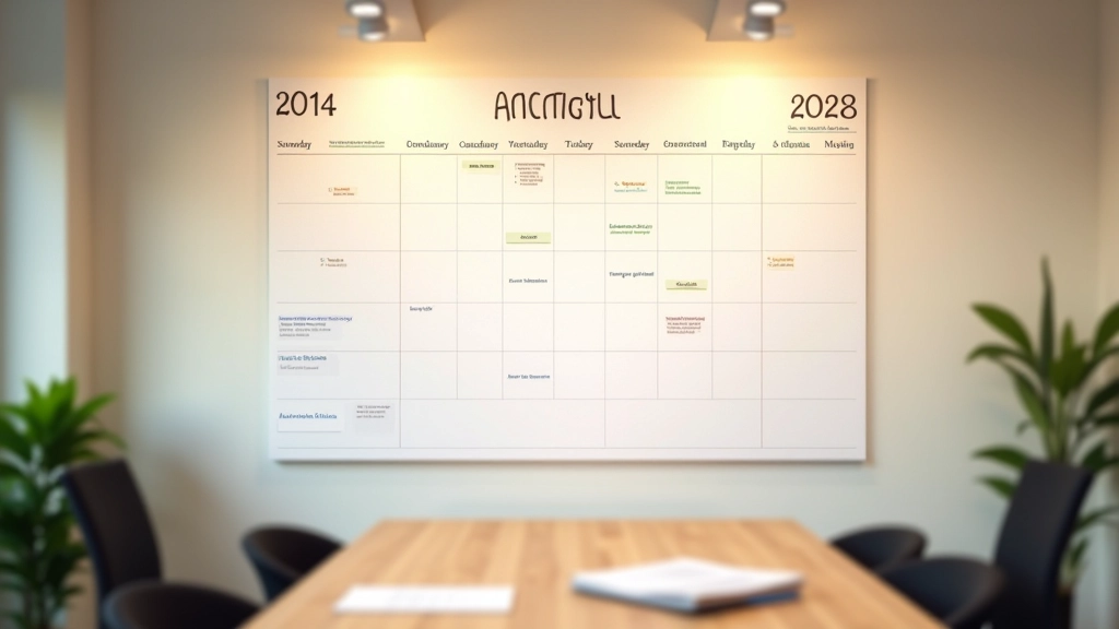 Calendrier annuel montrant les mois avec des symboles de saisons, représentant la planification budgétaire annuelle et les variations saisonnières