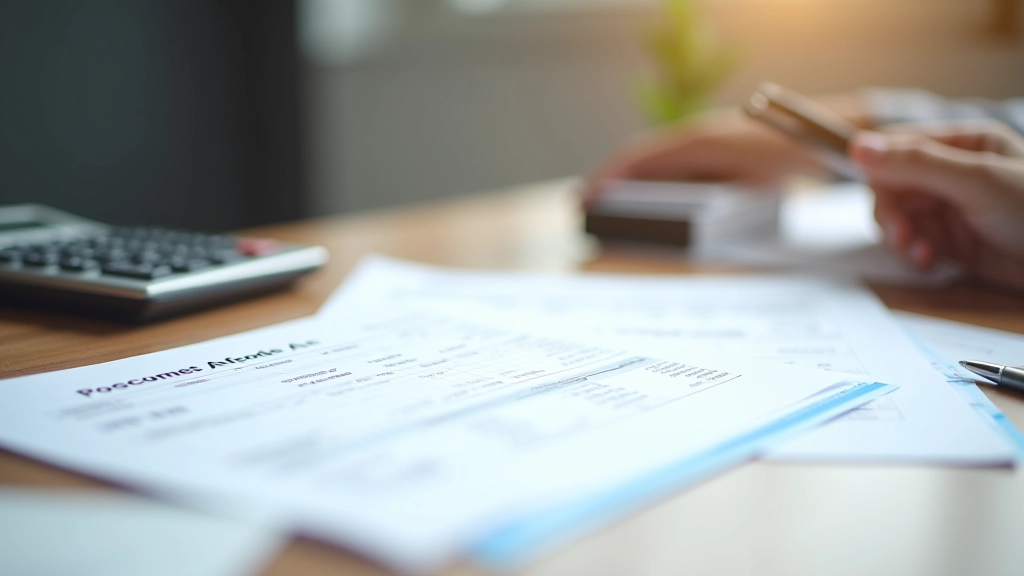 Feuilles fiscales et documents de planification financière sur un bureau professionnel