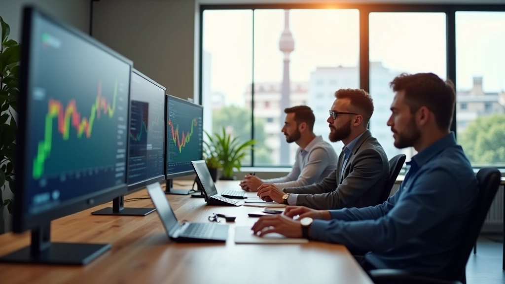 Espace de travail professionnel avec équipe en discussion sur la gestion financière
